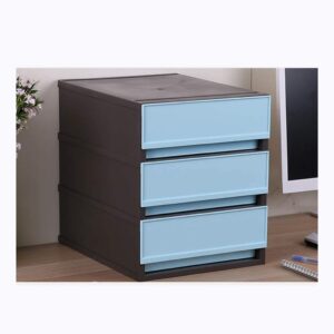 file cabinets storage cabinet drawer desktop storage box three layers huyp (color : blue)