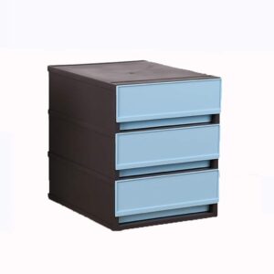 File Cabinets Storage Cabinet Drawer Desktop Storage Box Three Layers HUYP (Color : Blue)