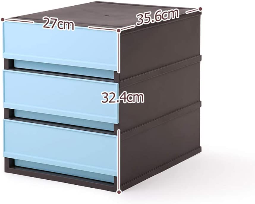 File Cabinets Storage Cabinet Drawer Desktop Storage Box Three Layers HUYP (Color : Blue)