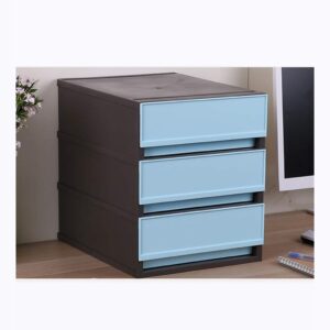 File Cabinets Storage Cabinet Drawer Desktop Storage Box Three Layers HUYP (Color : Blue)