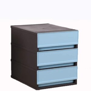 File Cabinets Storage Cabinet Drawer Desktop Storage Box Three Layers HUYP (Color : Blue)