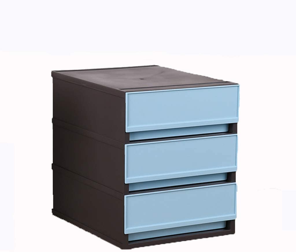 File Cabinets Storage Cabinet Drawer Desktop Storage Box Three Layers HUYP (Color : Blue)