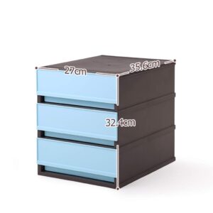 File Cabinets Storage Cabinet Drawer Desktop Storage Box Three Layers HUYP (Color : Blue)