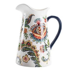 bico protea cynaroides ceramic 2.5 quarts pitcher with handle, decorative vase for flower arrangements, dishwasher safe