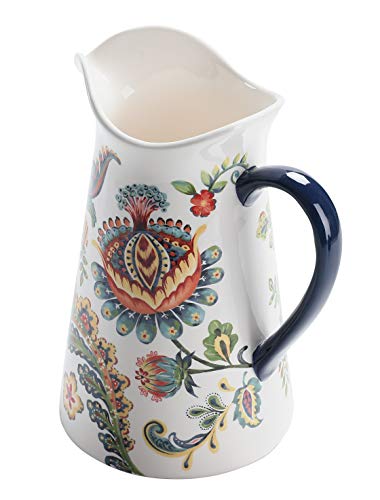 Bico Protea Cynaroides Ceramic 2.5 Quarts Pitcher with Handle, Decorative Vase for Flower Arrangements, Dishwasher Safe