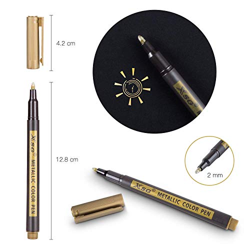 Metallic Marker Pens, XSG Set of 20 Colors Fine Point Metallic Markers for black paper,Rock Painting, Card Making,DIY Photo Album, Scrapbook Crafts, Metal, Wood, Ceramic, Glass (Medium tip)