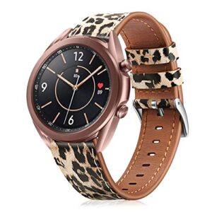 fintie band compatible with galaxy watch 5 40mm/44mm/pro 45mm / galaxy watch 4 40mm/44mm and classic 42mm/46mm / galaxy watch 3 41mm / galaxy watch 42mm, 20mm genuine leather band replacement strap wristband, classic leopard