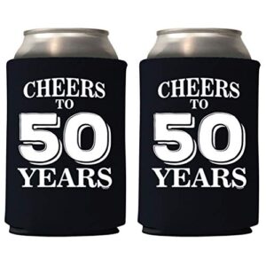 veracco cheers to 50 years fifth birthday gift fifty and fabulous party favors decorations can coolie holder (black, 6)