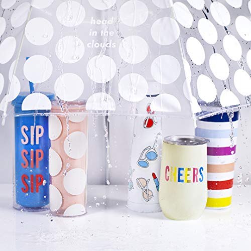 Kate Spade New York White Insulated Stainless Steel Water Bottle, 14.5 Ounce Slim Water Bottle, Double Wall Travel Tumbler with Lid, Sun's Out