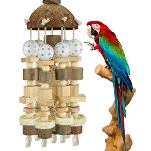 katumo bird parrot toy, large parrot toy natural wooden blocks bird chewing toy parrot cage bite toy suits for african grey cockatoos amazon parrots ect large medium parrot birds