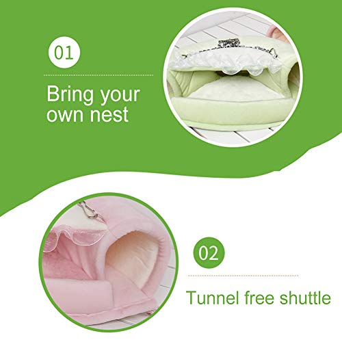 shlutesoy Pet Hammock,Swing Cage Accessories Hamster Hammock Hanging Bed for Sugar Glider Guinea Pig Pink L