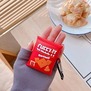 NQ Airpod Case, Cute 3D Funny CHEEZ IT Snickers Cartoon Soft Silicone Cover, Kawaii Cool Keychain Design Skin, for Girls Children and Boys Airpod Case (KANSDF2CHEEZ IT Potato Chips)