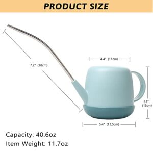 SAROSORA Nordic Watering Can for Plants Garden Flower Long Spout 1.2L Helps You Water Tiny House Plants, Succulent, Bonsai or Herb Gardens Indoor Outdoor (Blue)