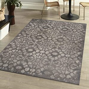 jonathan y mdp405a-8 roma ornate geometric tile indoor area-rug vintage transitional contemporary casual easy-cleaning bedroom kitchen living room non shedding, 8 x 10, grey
