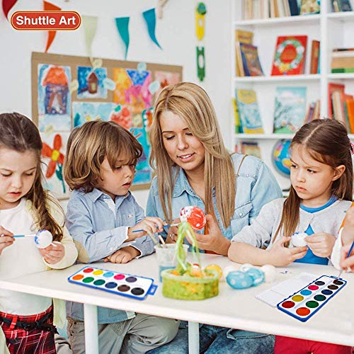 Shuttle Art 12 Colors Watercolor Paint Set Bulk, Pack of 30, Watercolor Paint Set with Paint Brushes for Kids and Adults, Washable Paint for Classroom, Parties, Kindergarten and Art Activities