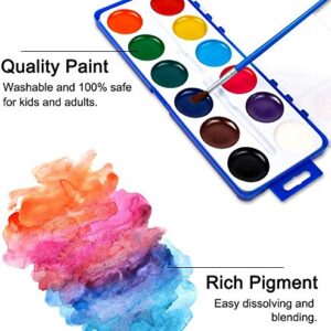 Shuttle Art 12 Colors Watercolor Paint Set Bulk, Pack of 30, Watercolor Paint Set with Paint Brushes for Kids and Adults, Washable Paint for Classroom, Parties, Kindergarten and Art Activities