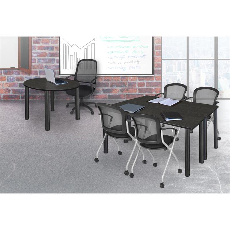 Regency Kee Training Dining Tables, 72" x 24", Ash Grey/Black