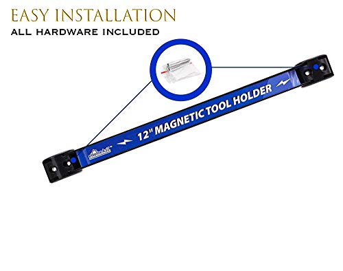 EHOMEA2Z Magnetic Tool Holder 4 Pack Heavy-Duty 12 Inch Rack, Magnetic Wrench Rack, Magnetic Strip for Walls, Garage Accessories, Shed and Shop Magnetic Organizer, Gifts for Men