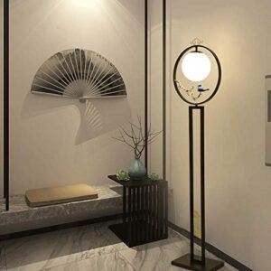 Floor Lamp Floor Lamp Modern Chinese Style Iron Study Fabric Floor Light Simple Hotel Room Creative Living Room Standing Lamp Standing Light (Color : Black)