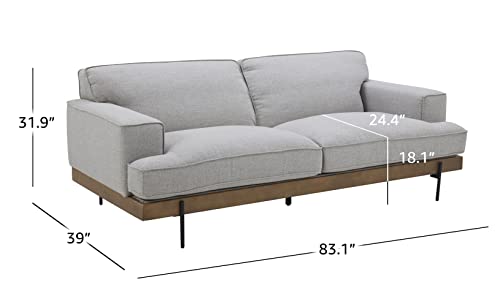 Amazon Brand – Rivet Modern Industrial Metal Leg Sofa Couch, 83.1"W, Light Gray