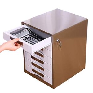 file cabinets metal cabinet seven-story office with lock drawer storage box a4 file box desktop (color : gold, size : 300mm*350mm*410mm)