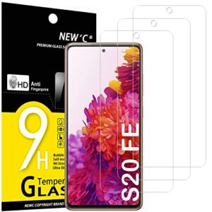 new'c [3 pack] designed for samsung galaxy s20 fe / s20 fe 5g, screen protector tempered glass, anti scratch, bubble free, ultra resistant