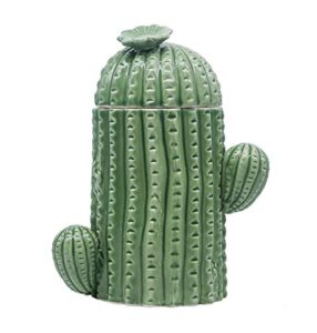ceramic relief cactus shape candy dish snack food storage jar with lid