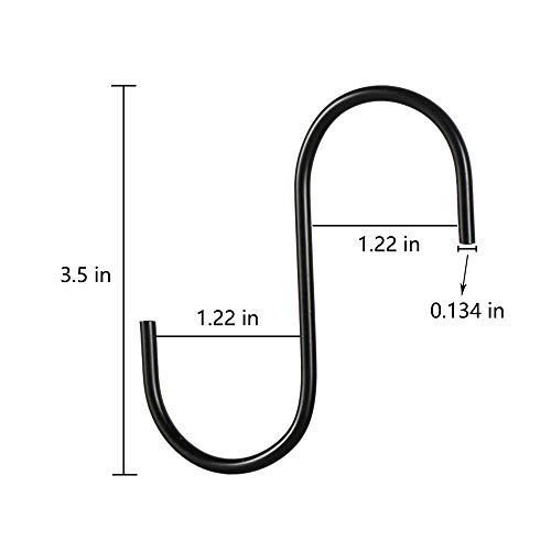 11 Pack Heavy Duty S Hooks Black Steel S Shaped Hooks for Hanging Pans Pots Plants Bags Towels Kitchen Hooks Hanger, Large 3.5 inch