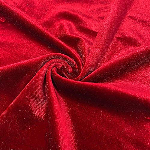 Barcelonetta | Stretch Velvet Fabric | 90% Polyester 10% Spandex | 60" Wide | Sewing, Apparel, Costume, Craft (Red, 2 Yards)