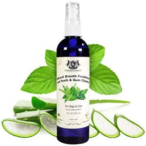 dog and cat natural breath freshener pet oral care spray naturally fights plaque, tartar & gum disease without brushing