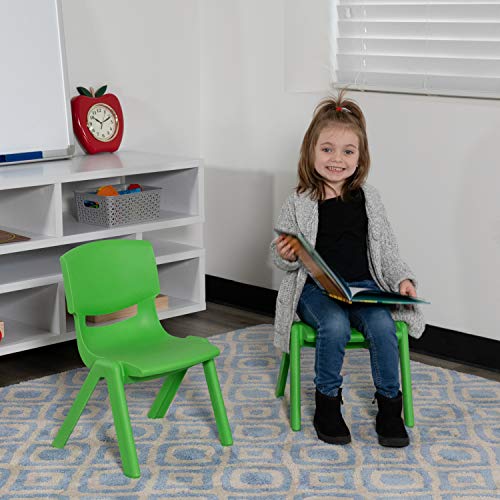 Flash Furniture Whitney 2 Pack Green Plastic Stackable School Chair with 10.5'' Seat Height