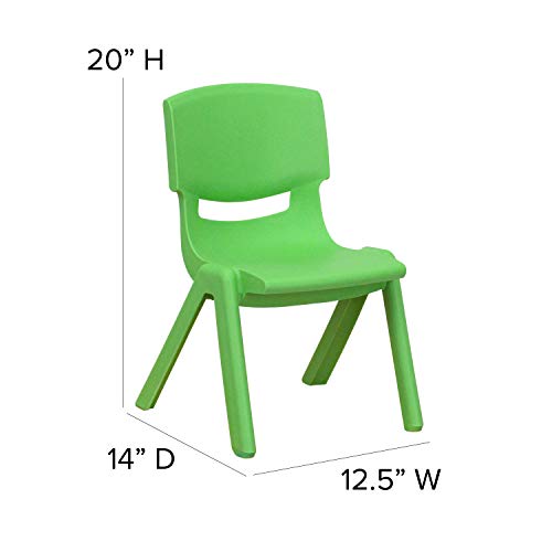 Flash Furniture Whitney 2 Pack Green Plastic Stackable School Chair with 10.5'' Seat Height