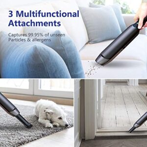 LAOPAO Portable Car Vacuum Cleaner High Power 9Kpa Hand Vacuum Cordless Rechargeable Handheld Vacuum 3x2000mAh Li-ion Battery Quick Charge Mini Vacuum for Home/Car/Pet Hair Cleaning Car Seat Cleaner