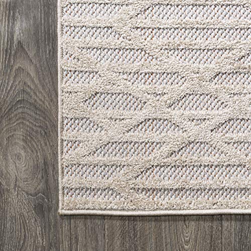 JONATHAN Y SBH105A-210 Ararat High-Low Pile Moroccan Diamond Modern Indoor Outdoor Area-Rug Bohemian Geometric Easy-Cleaning Bedroom Kitchen Backyard Patio Porch Non Shedding, 2 ft x 10 ft, Beige