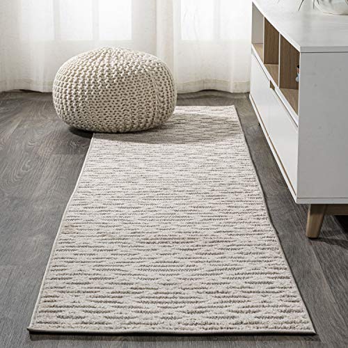 JONATHAN Y SBH105A-210 Ararat High-Low Pile Moroccan Diamond Modern Indoor Outdoor Area-Rug Bohemian Geometric Easy-Cleaning Bedroom Kitchen Backyard Patio Porch Non Shedding, 2 ft x 10 ft, Beige