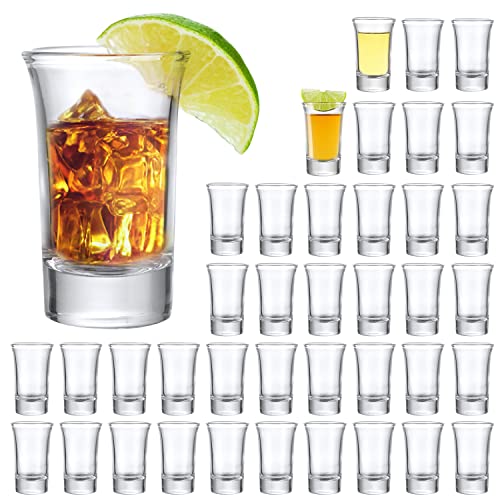 Encheng 1.4 Ounce Heavy Base Shot Glass Set,Whisky Shot Glasses 1.4 oz, Liqueur Glasses Spirits Glasses Mini Glass Cups Double Side Cordial Glasses,Tequila Cups Small Glass Shot Cups 40 Pack