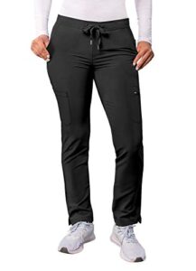 adar addition scrubs for women - skinny leg cargo drawstring scrub pants - a6104 - black - l