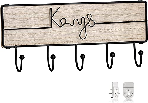 SNAP INVENT Key Hooks Holder and Organizer, Mounted Decor Keys Wood and Handmade Metal Ornament, Wall Keychain Hanger, Boho, and Rustic Key Rack Decor Easy Installation