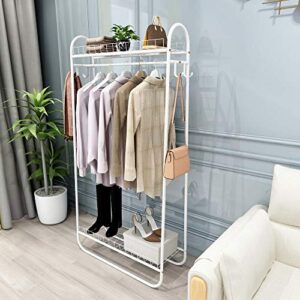 kefair metal garment rack free-standing closet organzier heavy duty clothes rack with hooks and storage shelvels, white
