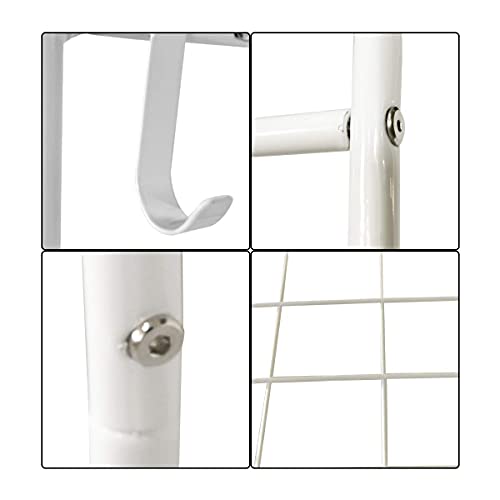 Kefair Metal Garment Rack Free-Standing Closet Organzier Heavy Duty Clothes Rack with Hooks and Storage Shelvels, White