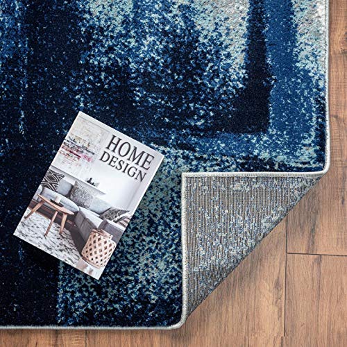 LUXE WEAVERS Rug - Lagos Collection 7558 Modern Abstract â€“ Stain Resistant Area Rug/Navy 5' x 7'