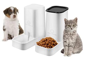 dog or cat automatic feeder water dispenser set, food bowl cat food container for small, medium and large cats and dogs food and water distribution