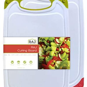 Raj Plastic Cutting Board Reversible Cutting board, Dishwasher Safe, Chopping Boards, Juice Groove, Large Handle, Non-Slip, BPA Free (Large (15.75" x 9.45"), Red and Green)