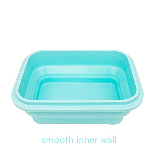 CARTINTS Microwave and Oven Safe 100% Silicone Food Storage Containers Collapsible Bowls with lids, For Travel, Camping or Baking, (800ml, Blue, 1 Pack)