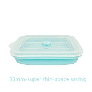 CARTINTS Microwave and Oven Safe 100% Silicone Food Storage Containers Collapsible Bowls with lids, For Travel, Camping or Baking, (800ml, Blue, 1 Pack)