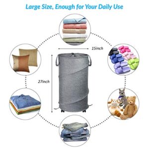 Laundry Hamper with Wheels, Collapsible 77L Large Laundry Baskets with Handle, Fabric Foldable Tall Dirty Clothes Bag Storage Organizer Washing Bin for Laundry, Bedroom, Bathroom, College Dorm Hamper