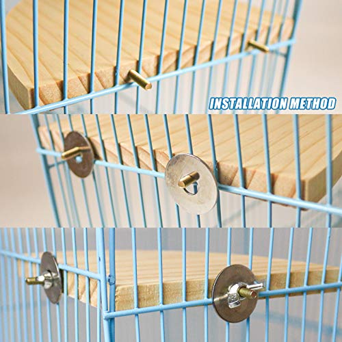 2 Pack Bird Perch Platform, Parrot Stand Sector Playground Wood Perch Stand Toy Cage Accessories Exercise Toy for Parakeet Conure Cockatiel Budgie Gerbil Rat Mouse Chinchilla Hamster