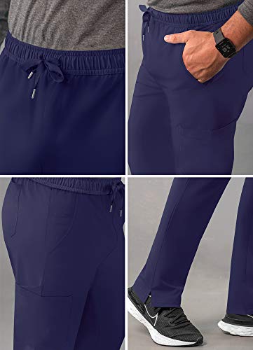 Adar Addition Scrubs for Men - Slim Leg Cargo Drawstring Scrub Pants - A6106 - Navy - M