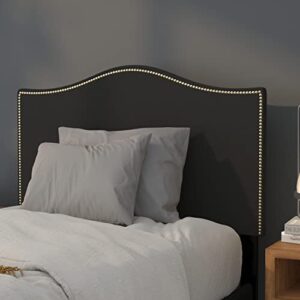 bizchair upholstered twin size headboard with nailtrim in black fabric