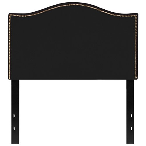 BizChair Upholstered Twin Size Headboard with Nailtrim in Black Fabric